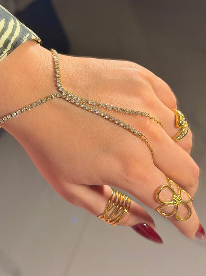 Crystal Rhinestone Hand Chain Bracelet