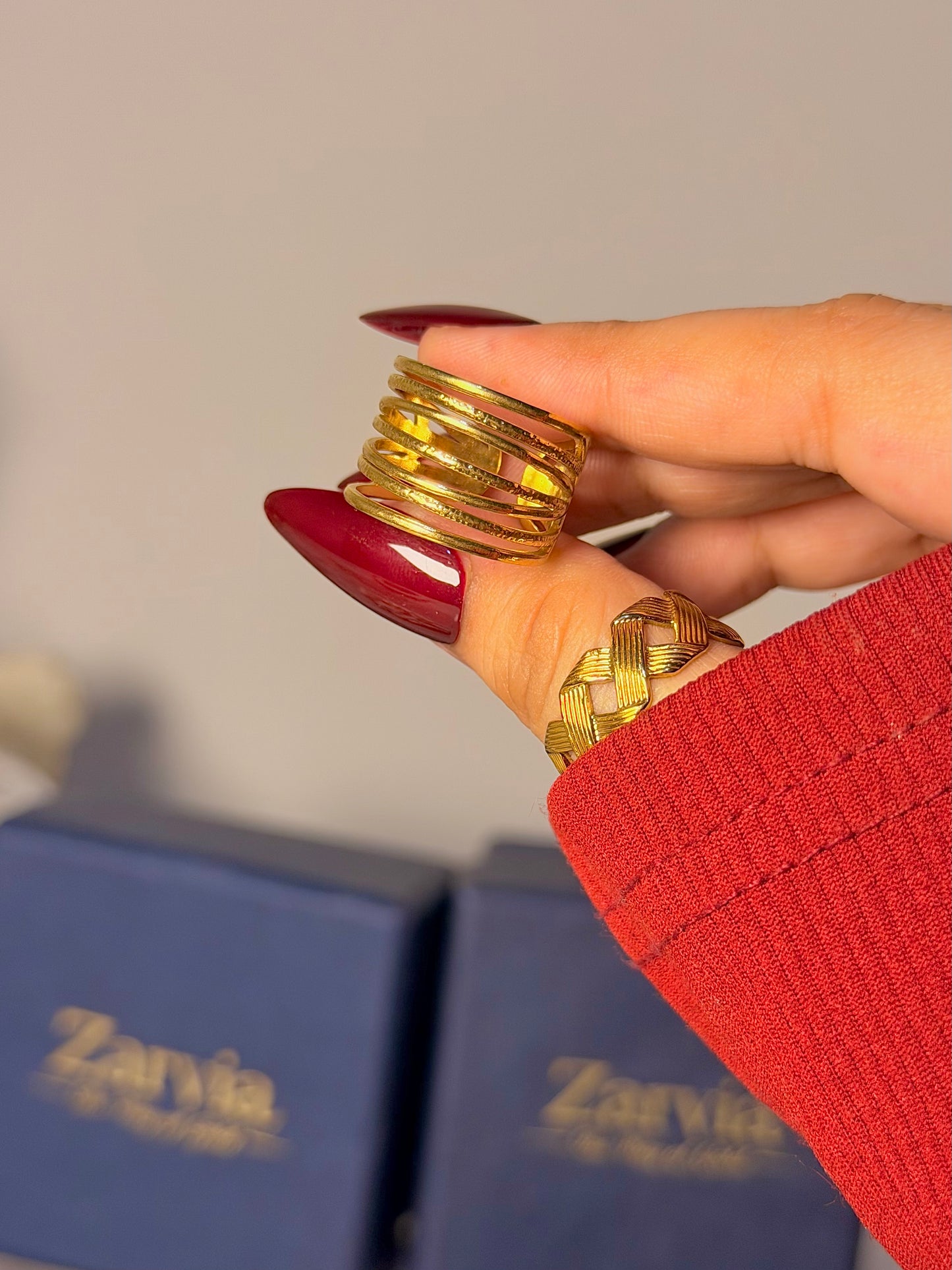 Chunky Multi Band Ring - Modern Open Cuff Design