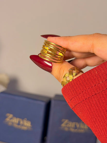 Chunky Multi Band Ring - Modern Open Cuff Design