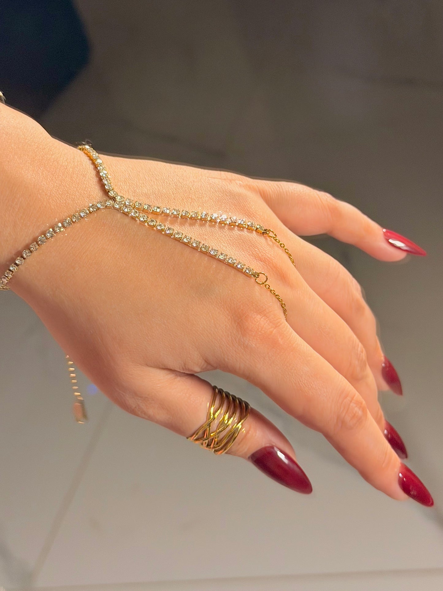 Crystal Rhinestone Hand Chain Bracelet