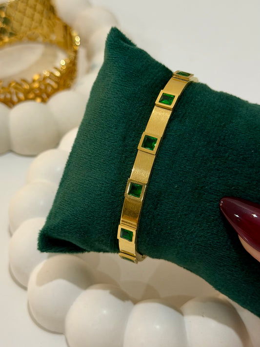 Emerald Square Stone Bangle