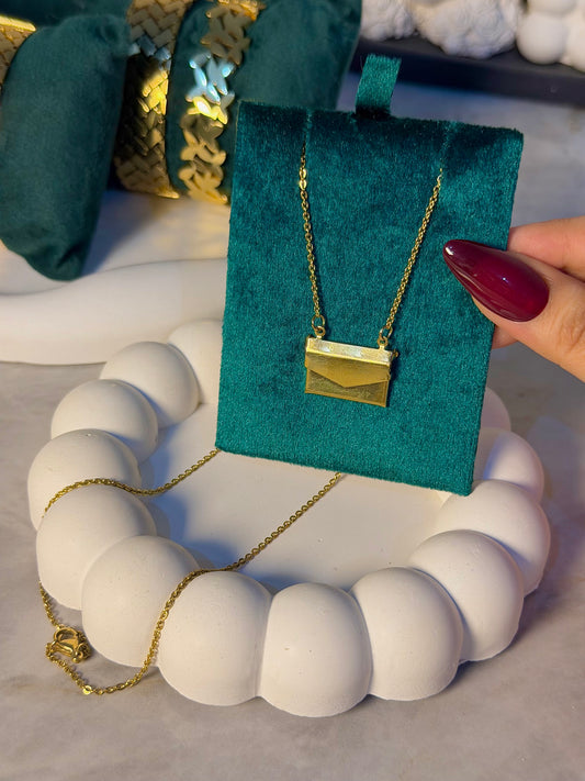 Elegant Gold Envelope Pendant Necklace