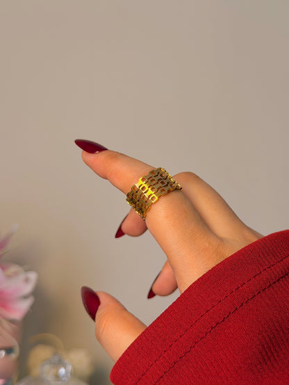 Geometric Chunky Open Band Ring - Modern Cutout Wide Ring