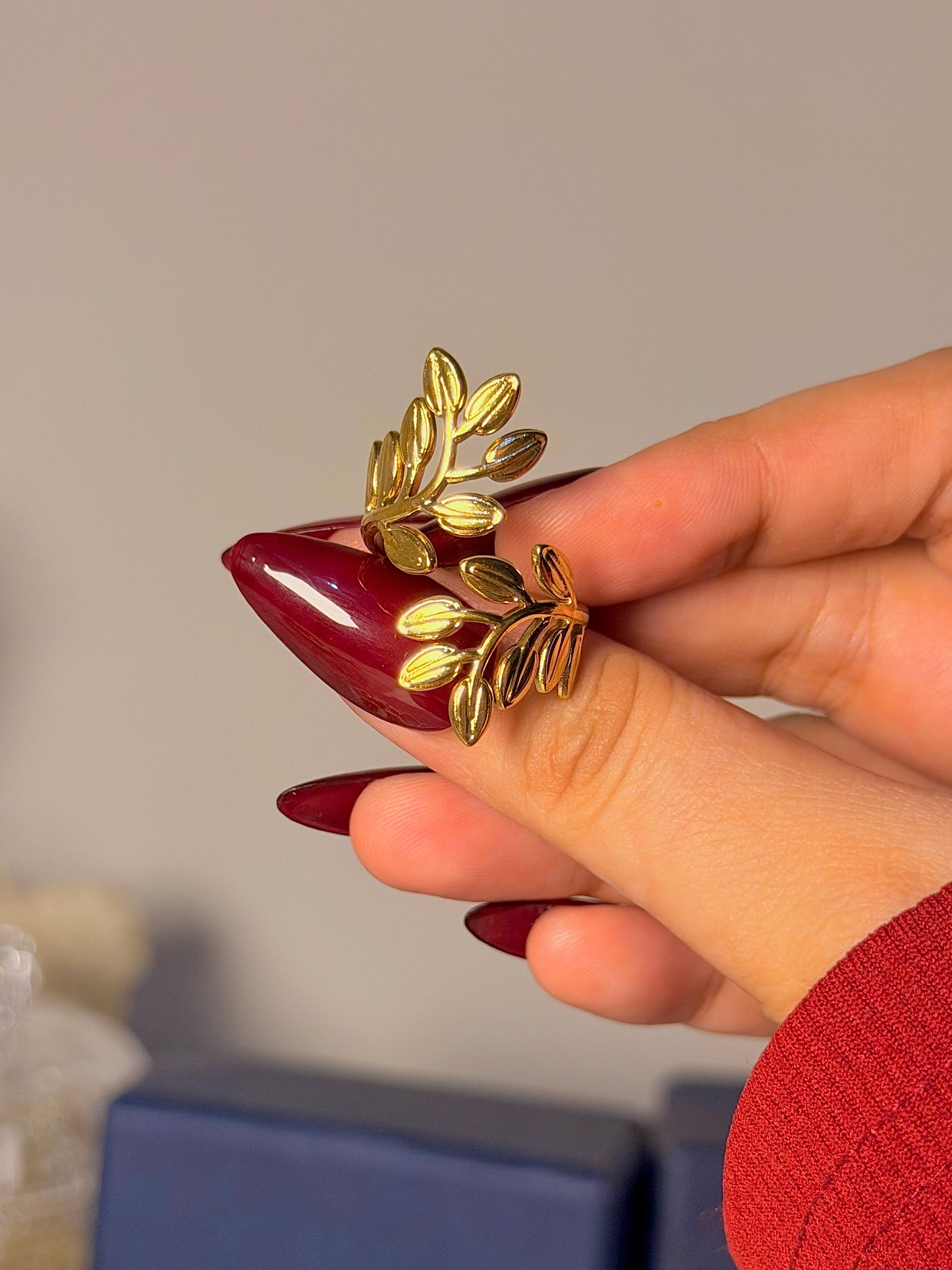 Botanical Leaf Wrap Ring - Nature Inspired Adjustable Band
