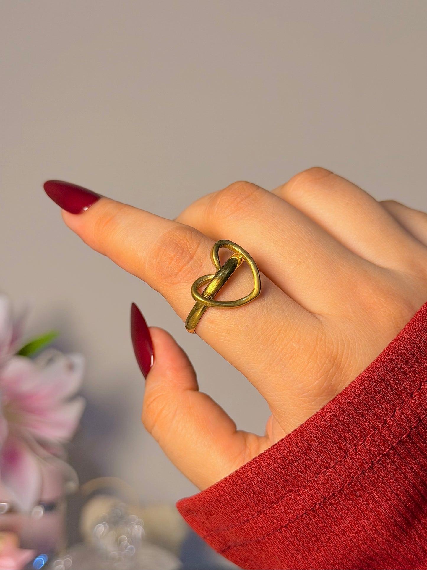 Minimalist Open Heart Ring - Modern Abstract Love Ring