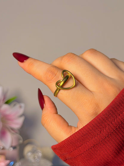Minimalist Open Heart Ring - Modern Abstract Love Ring