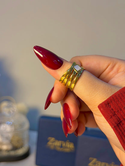 Modern Pearl Accent Gold Ring for Women
