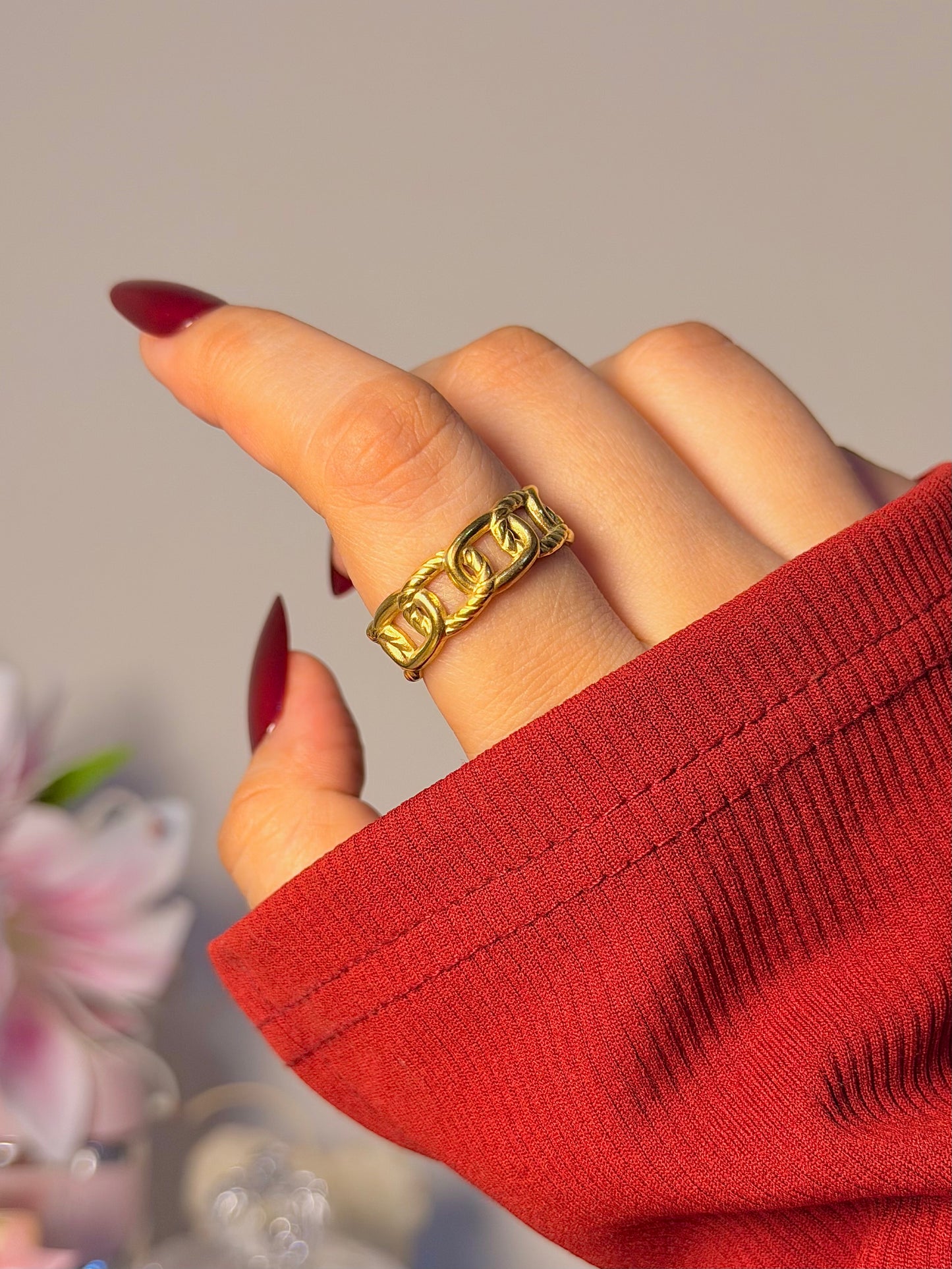 Vintage Link Band Ring - Minimal Chain Inspired Everyday Ring