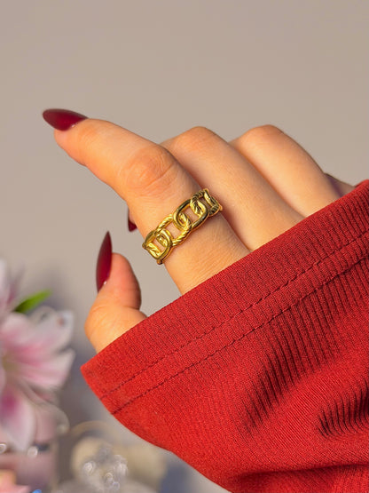 Vintage Link Band Ring - Minimal Chain Inspired Everyday Ring