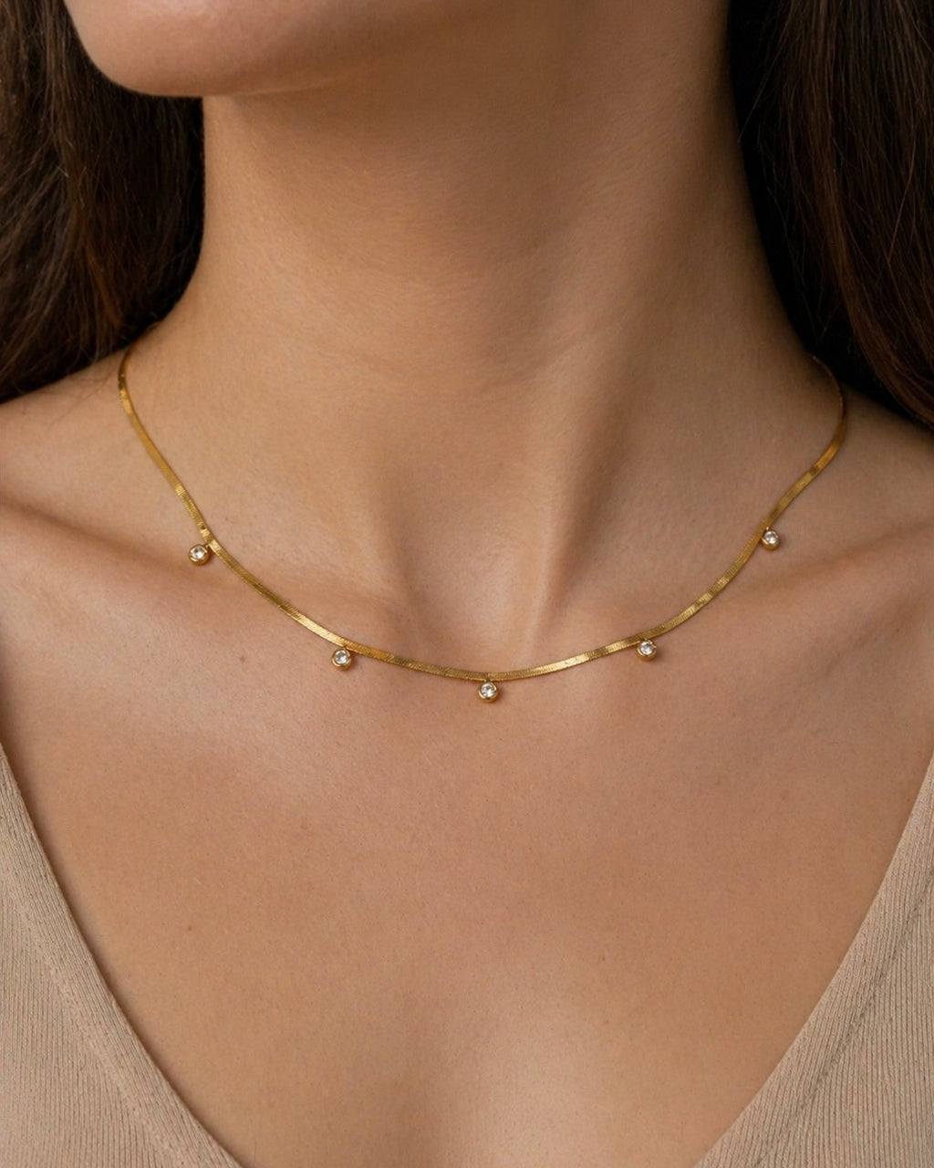 Luxurious Beaded Gold Snake Chain Necklace