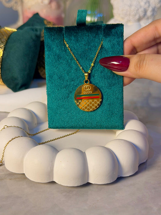Luxury Red & Green Inspired Coin Pendant Necklace