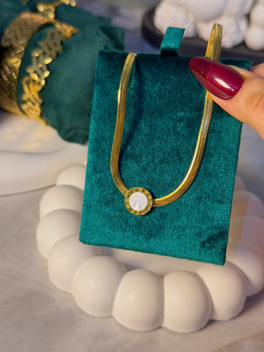 White Moon Snake Chain Necklace