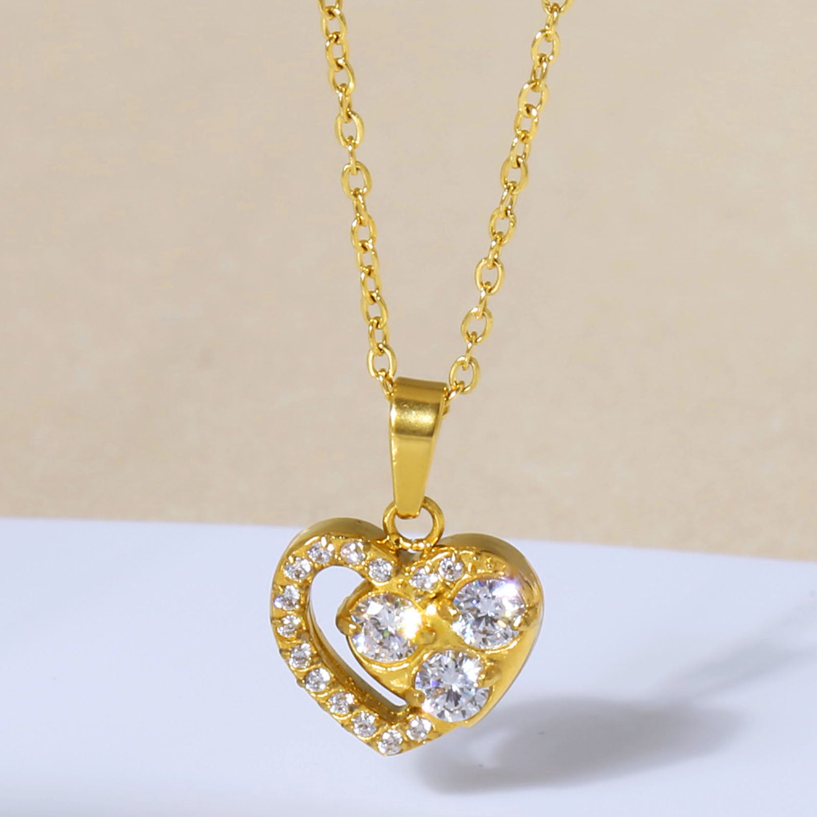 Mini Heart Necklace with Sparkling Rhinestones