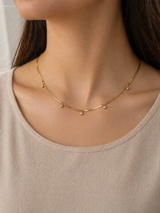 Luxurious Beaded Gold Snake Chain Necklace