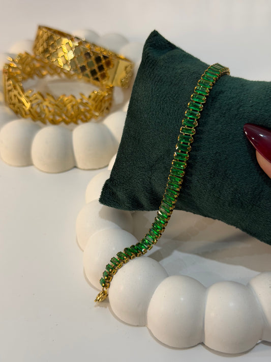 Bold Gold & Emerald Green Crystal Bracelet