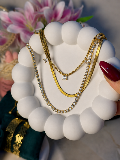 Luxury 3-Layered Gold Statement Necklace