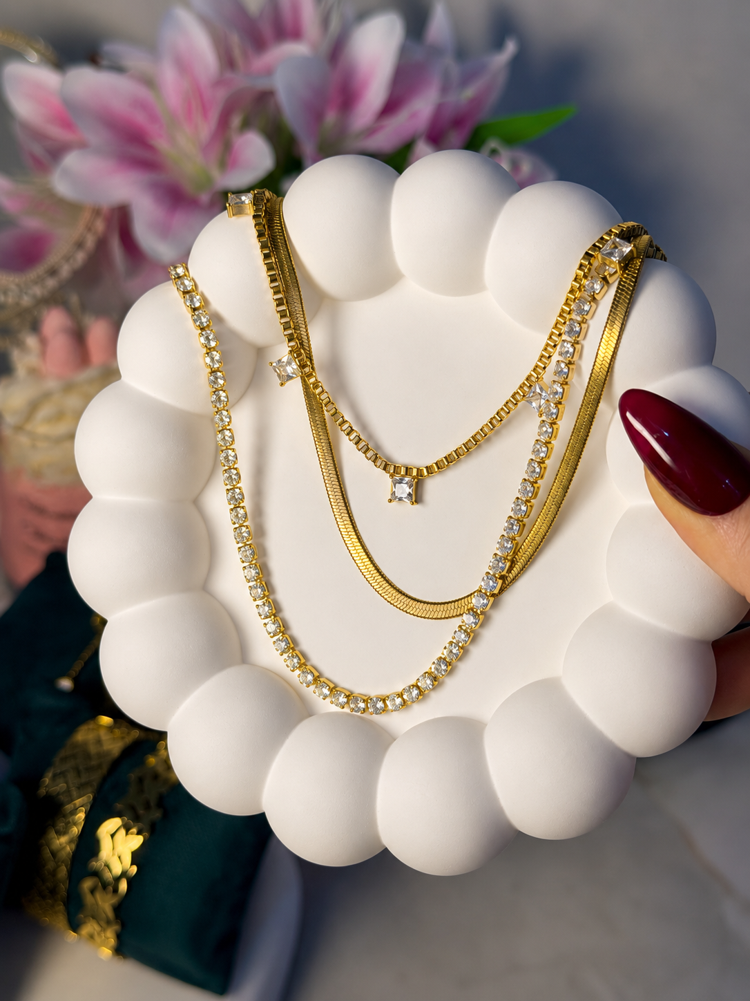 Luxury 3-Layered Gold Statement Necklace