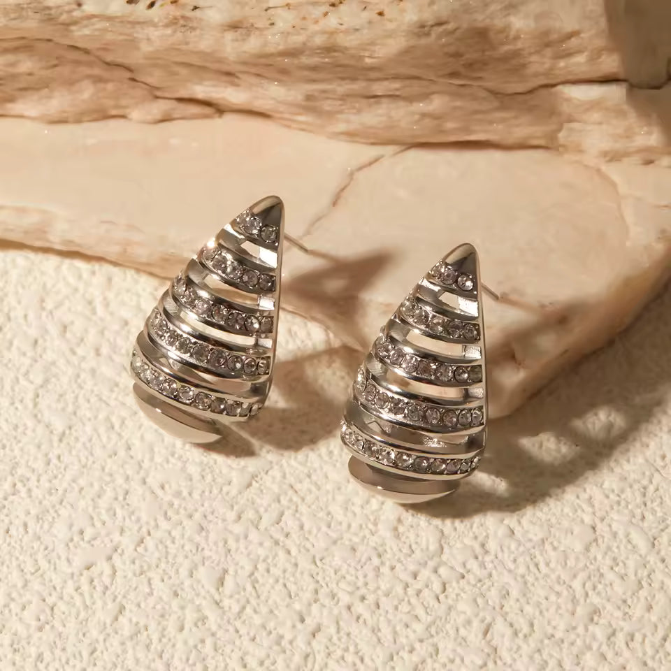 Crystal Spiral Drop Earrings