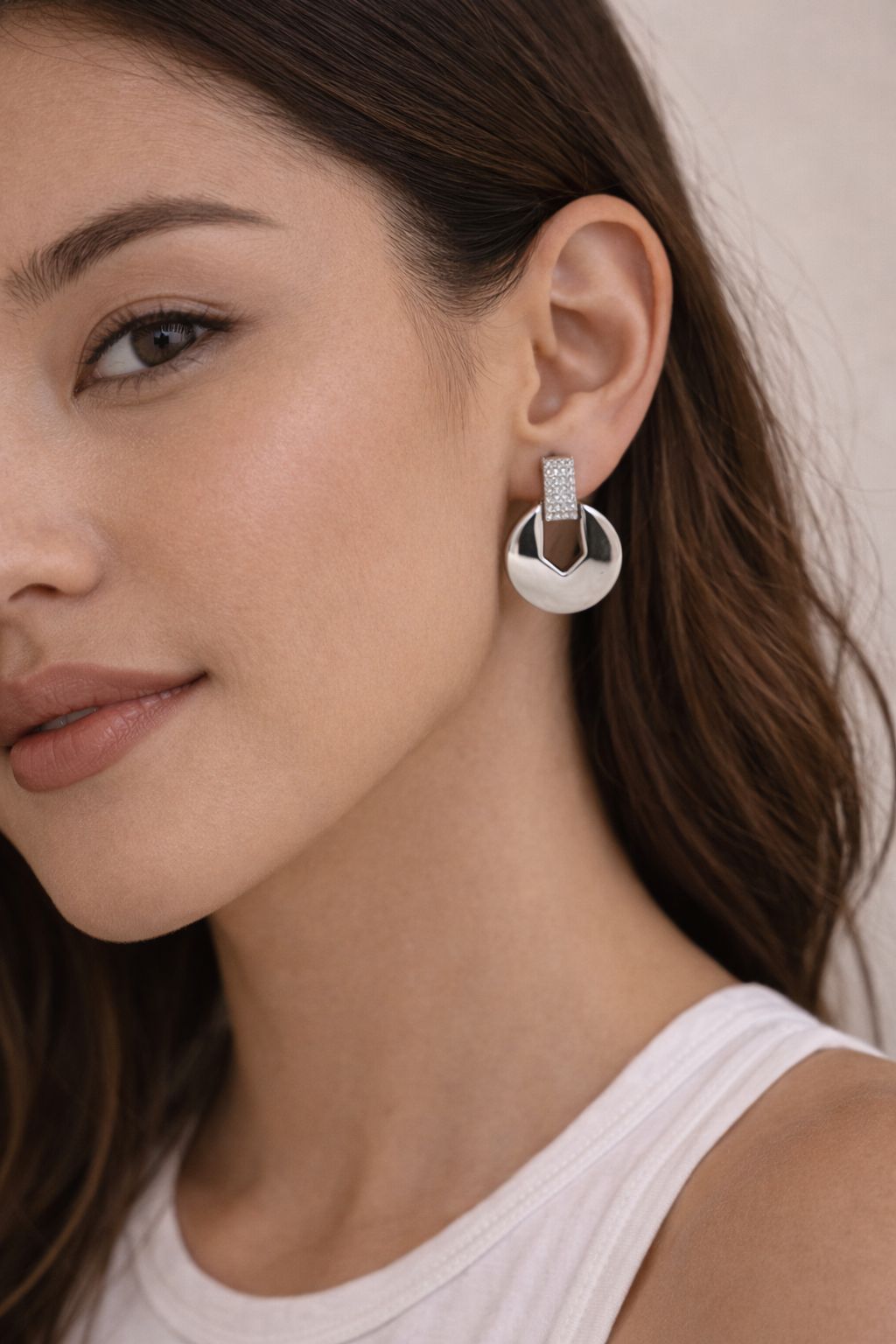 Round Crystal Drop Earrings