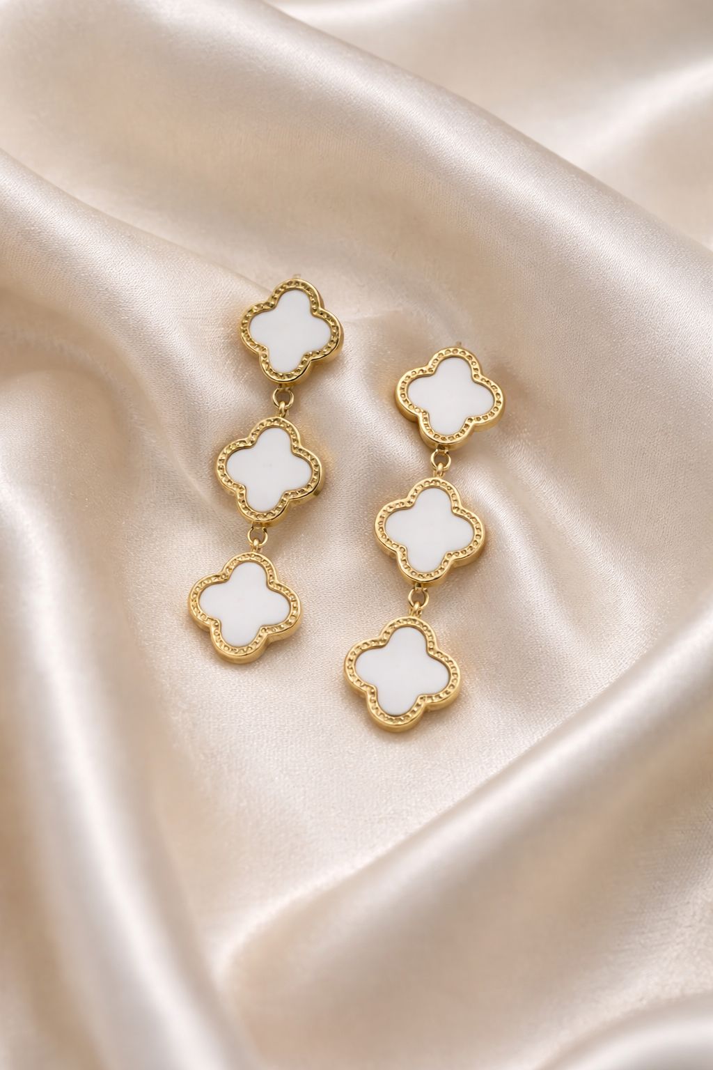 White Clover Drop Earrings