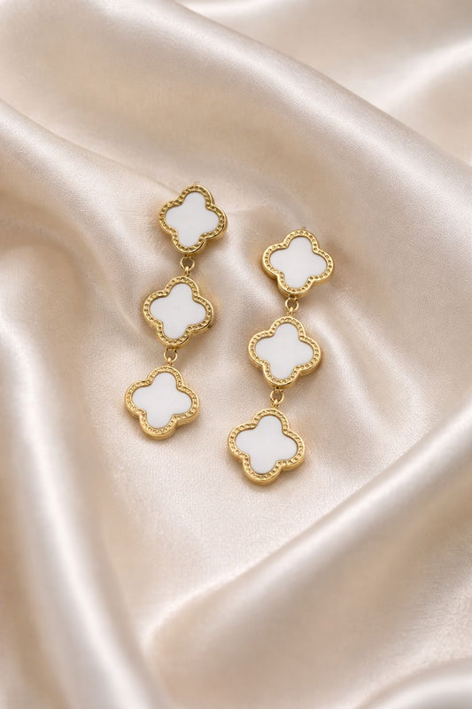 White Clover Drop Earrings