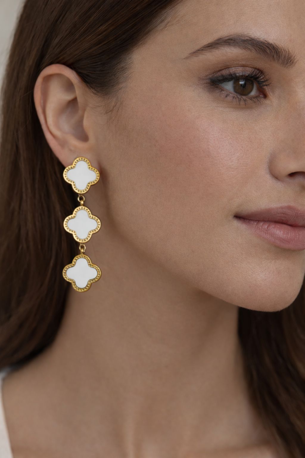 White Clover Drop Earrings