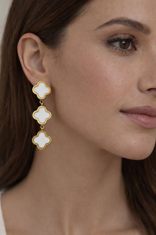 White Clover Drop Earrings