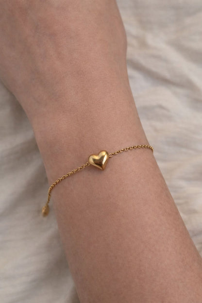 Metal Heart Chain Jewellery Set – Necklace, Bracelet & Ear Studs