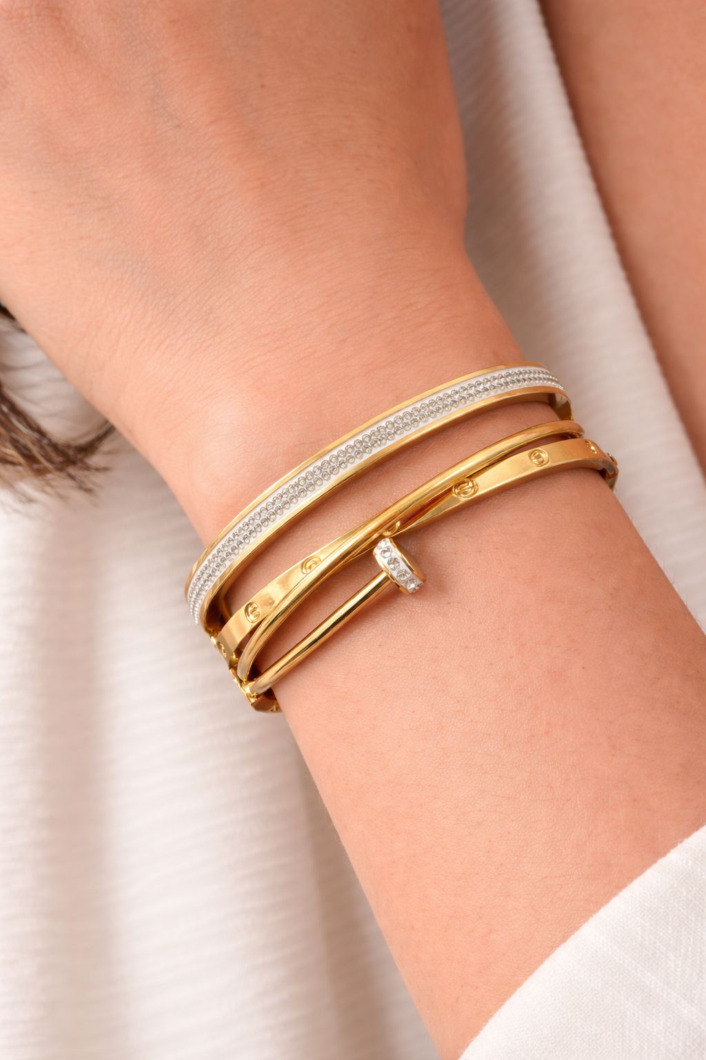 Crystal Nail Gold Bracelet
