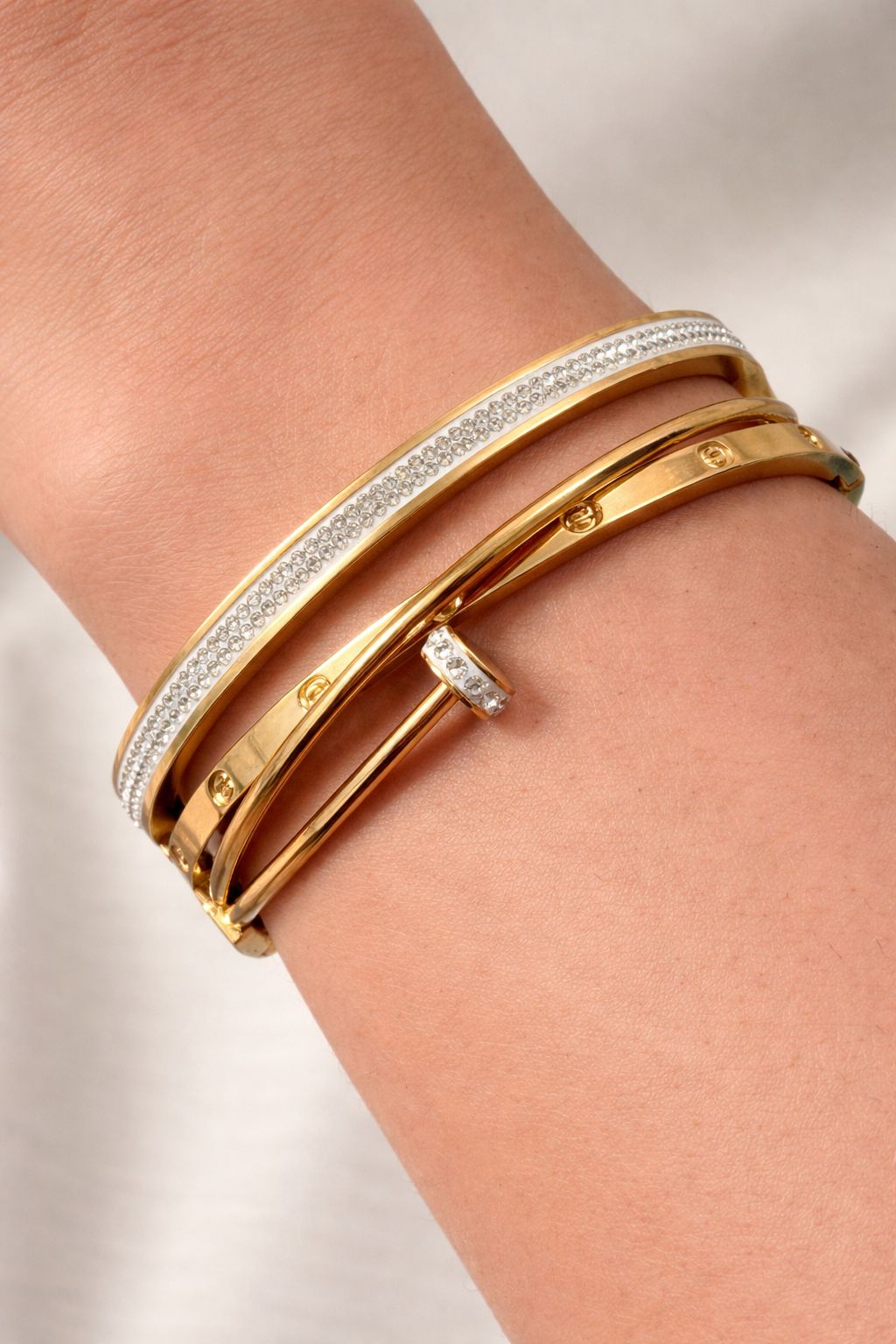 Crystal Nail Gold Bracelet
