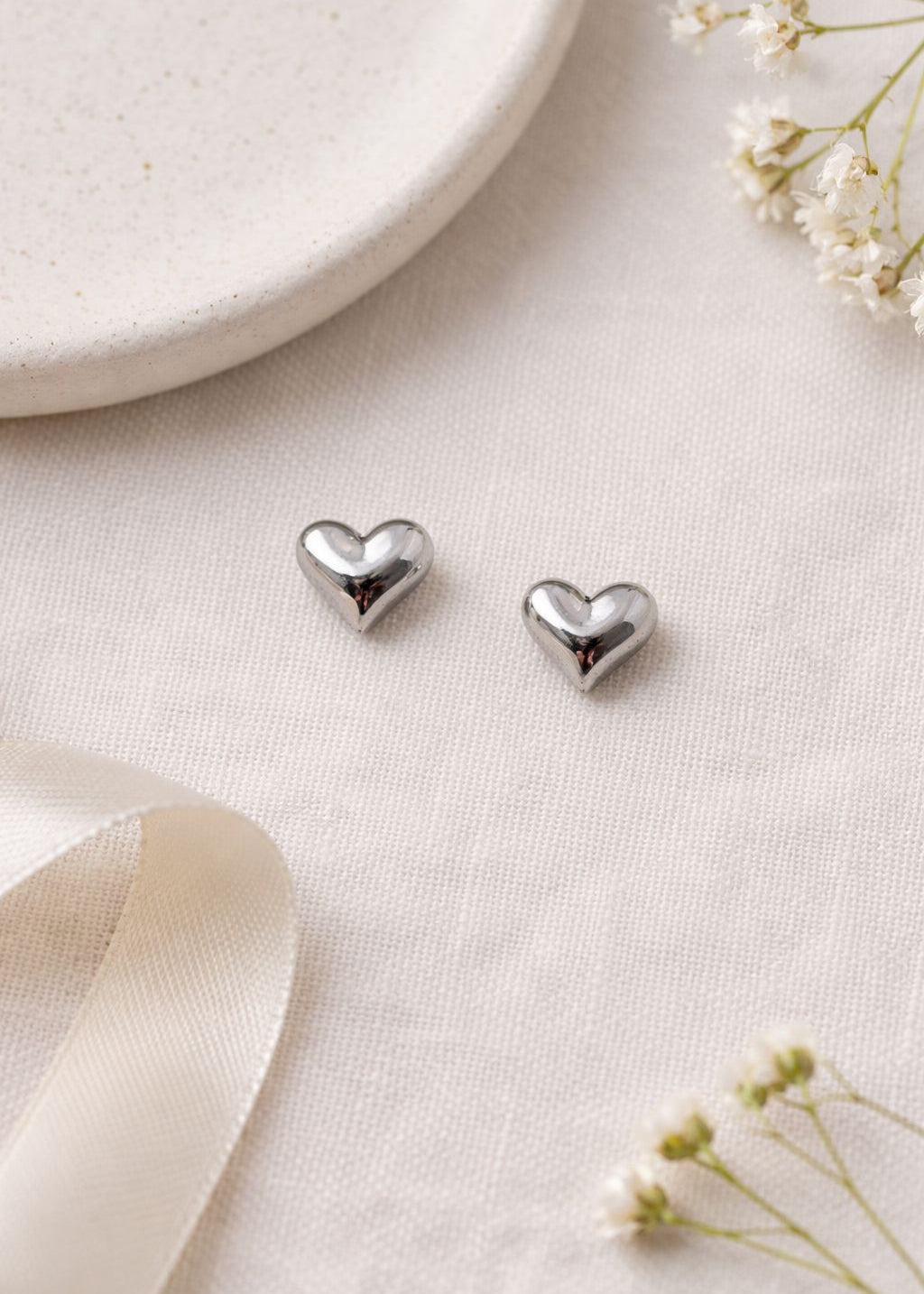 Silver Heart Stud Earrings