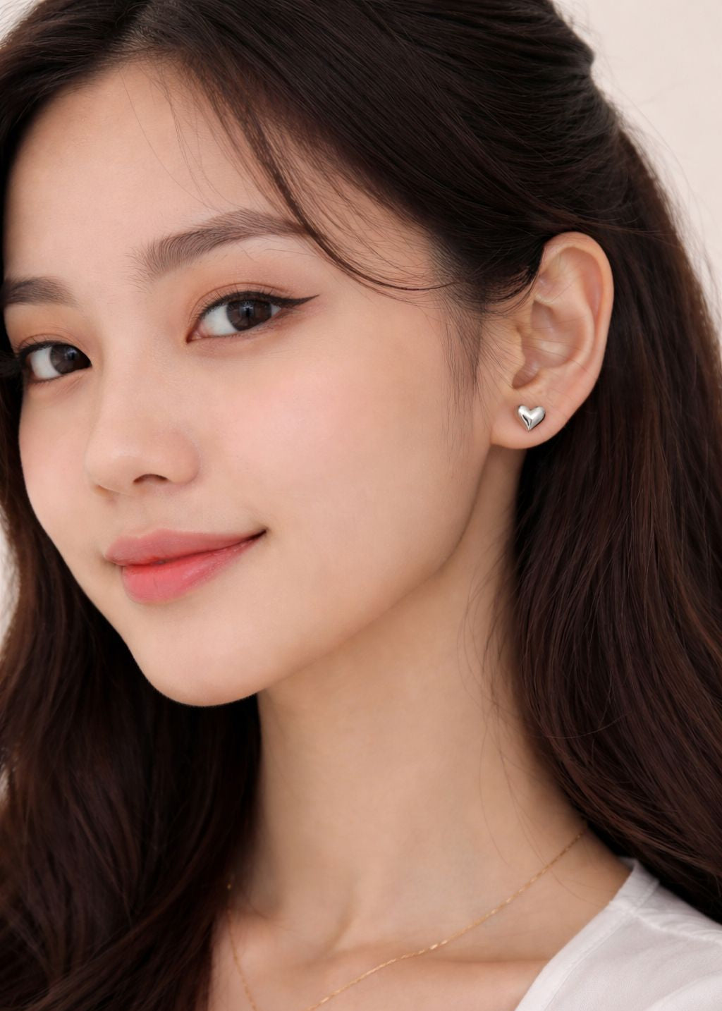 Silver Heart Stud Earrings