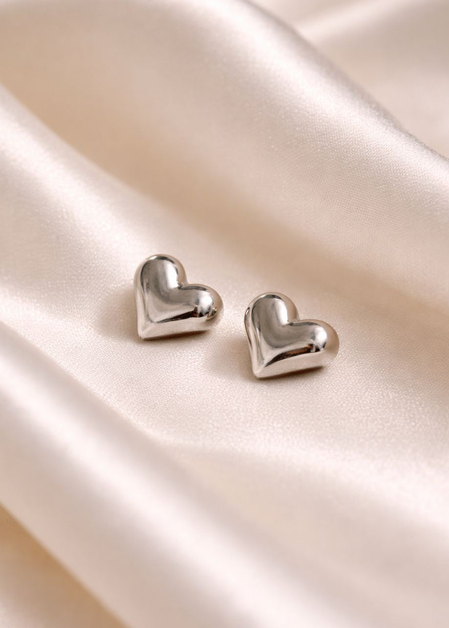 Silver Heart Stud Earrings