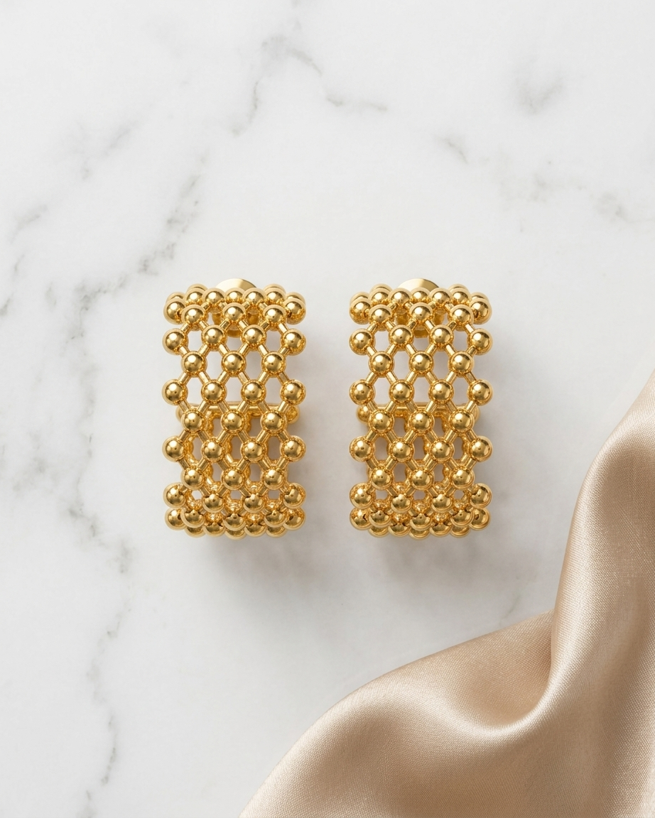 Gold Mesh Hoop Earrings – Elegant Statement Jewelry