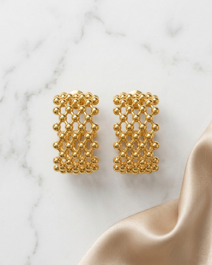 Gold Mesh Hoop Earrings – Elegant Statement Jewelry
