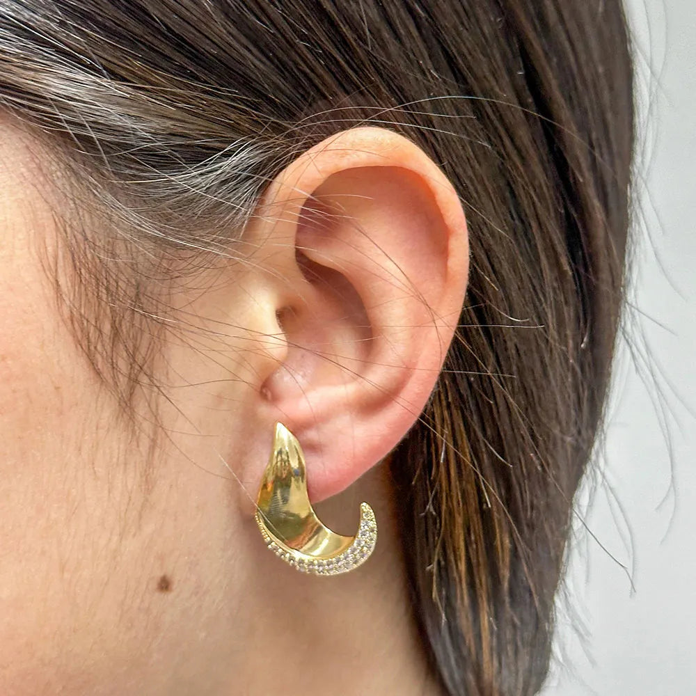 Crystal Wave Stud Earrings