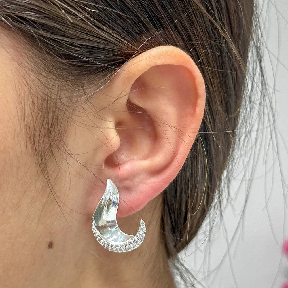 Crystal Wave Stud Earrings