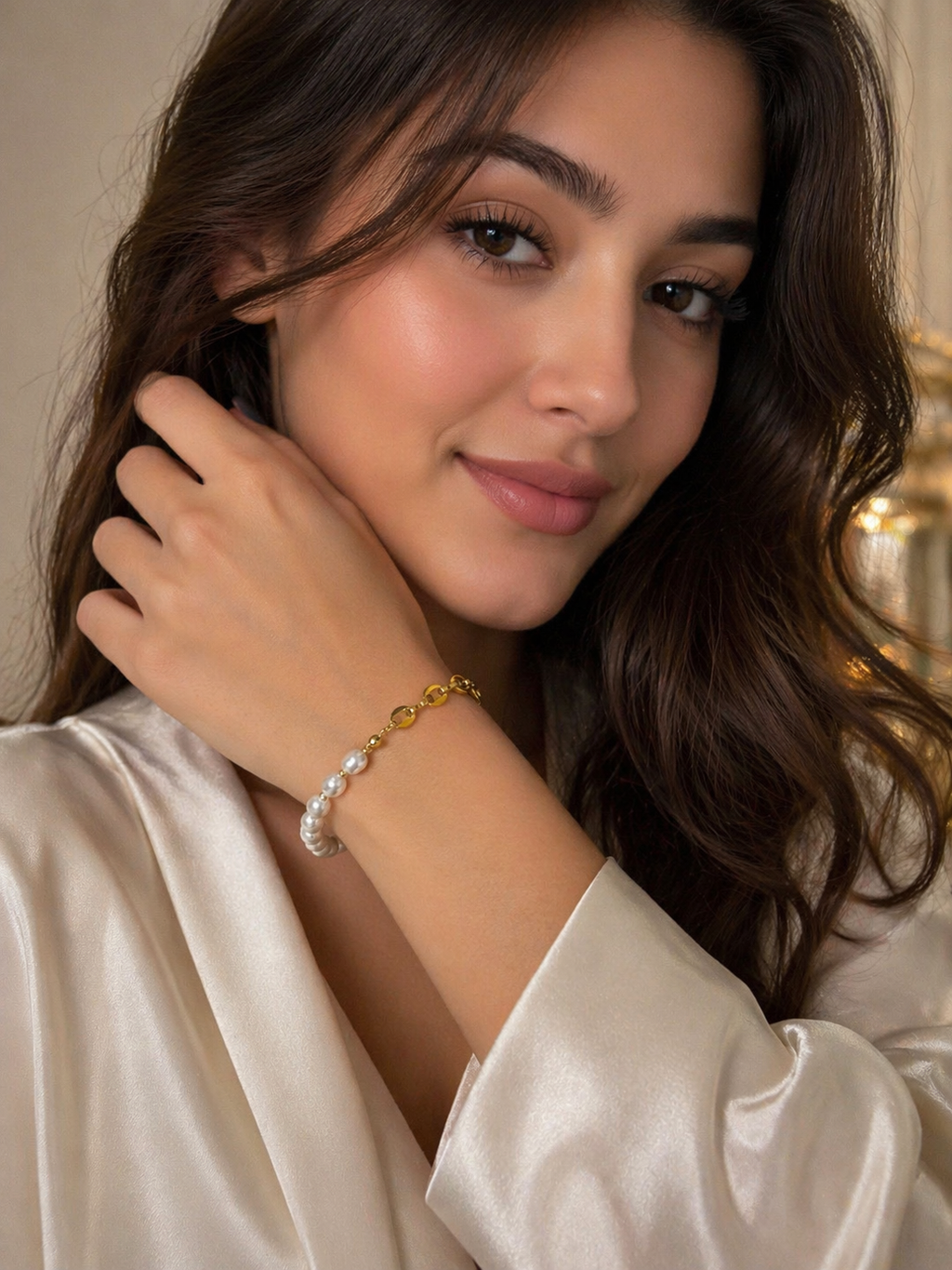 Pearl & Gold Chain Bracelet – Elegant Minimal Luxe Piece