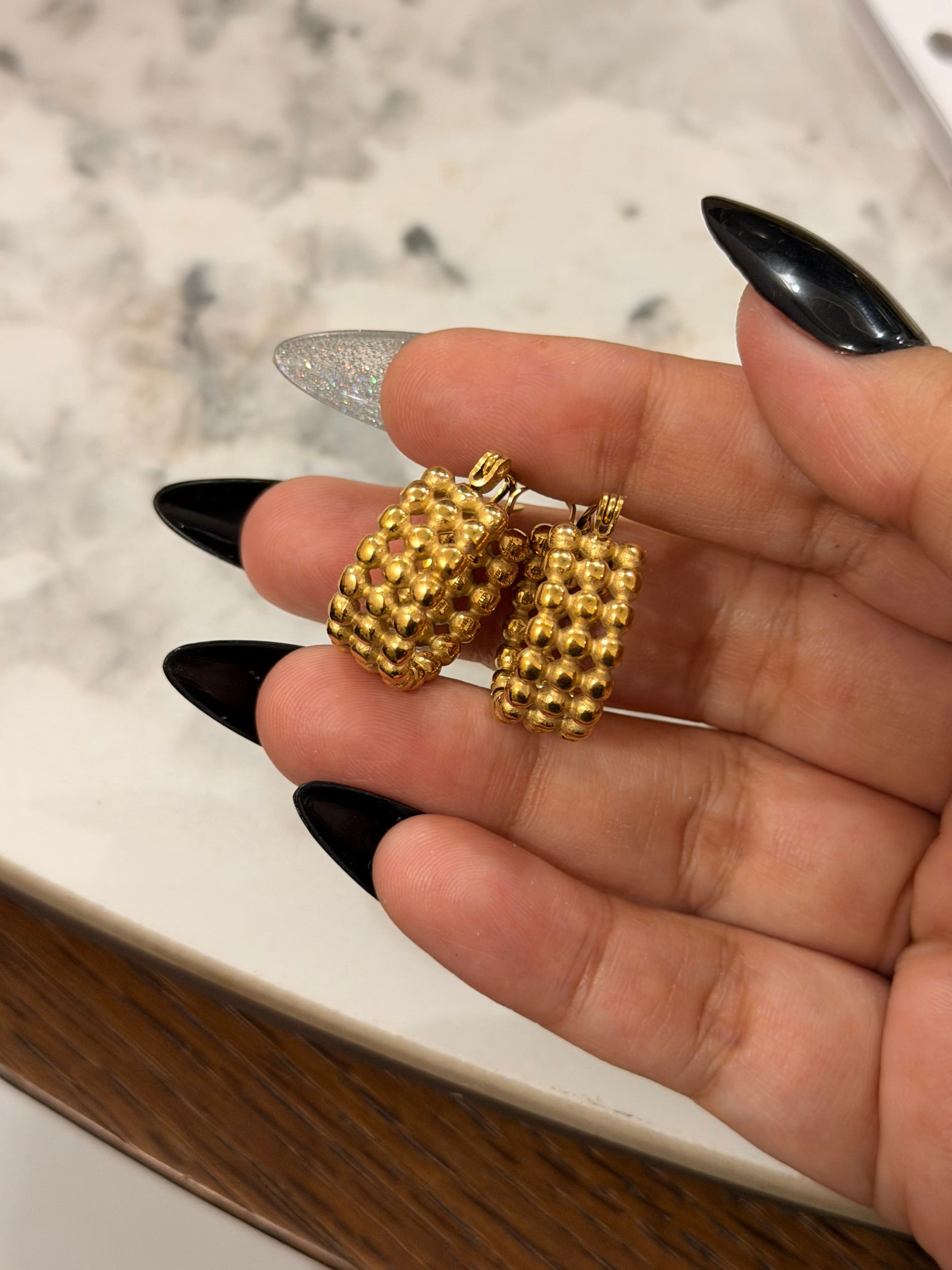 Modern Gold Beaded Hoop Earrings