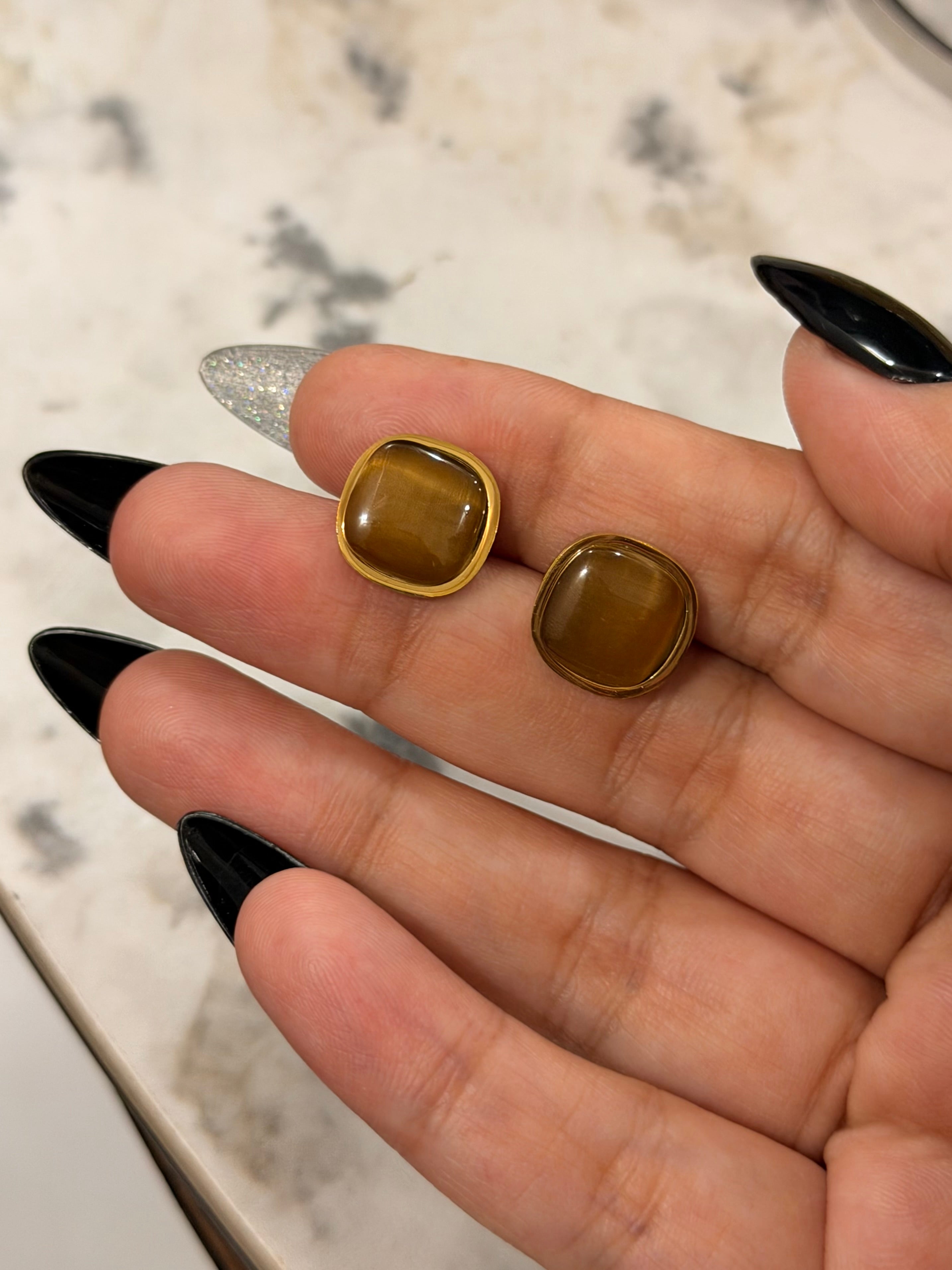 Chic Brown Square Earrings