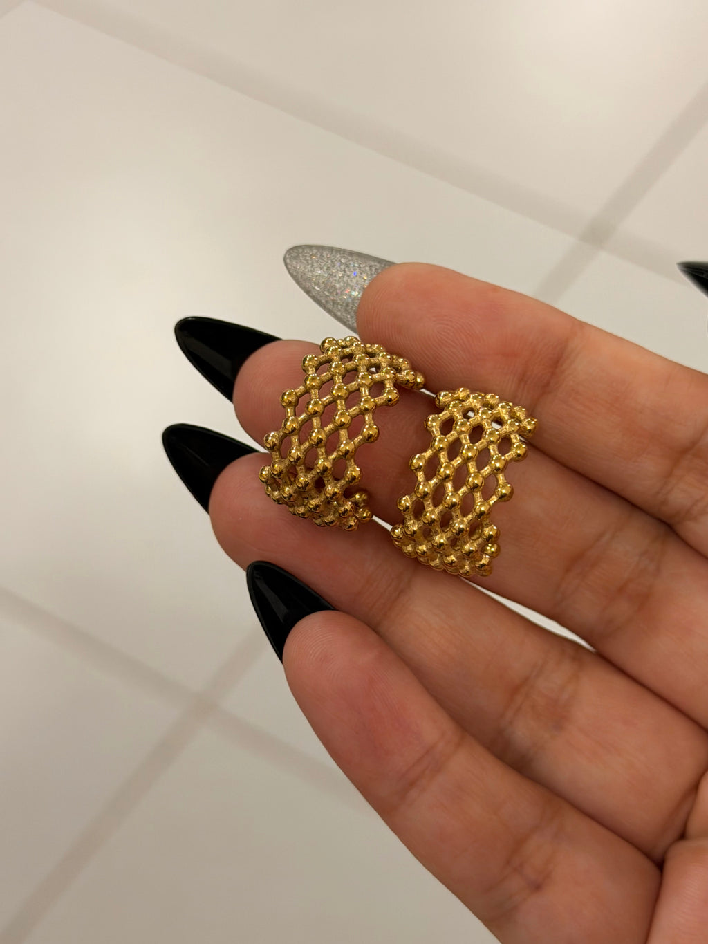 Gold Mesh Hoop Earrings – Elegant Statement Jewelry