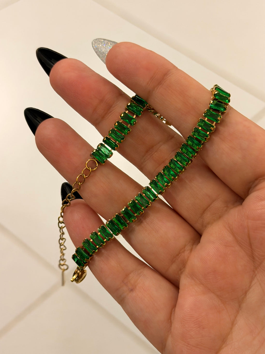 Bold Gold & Emerald Green Crystal Bracelet
