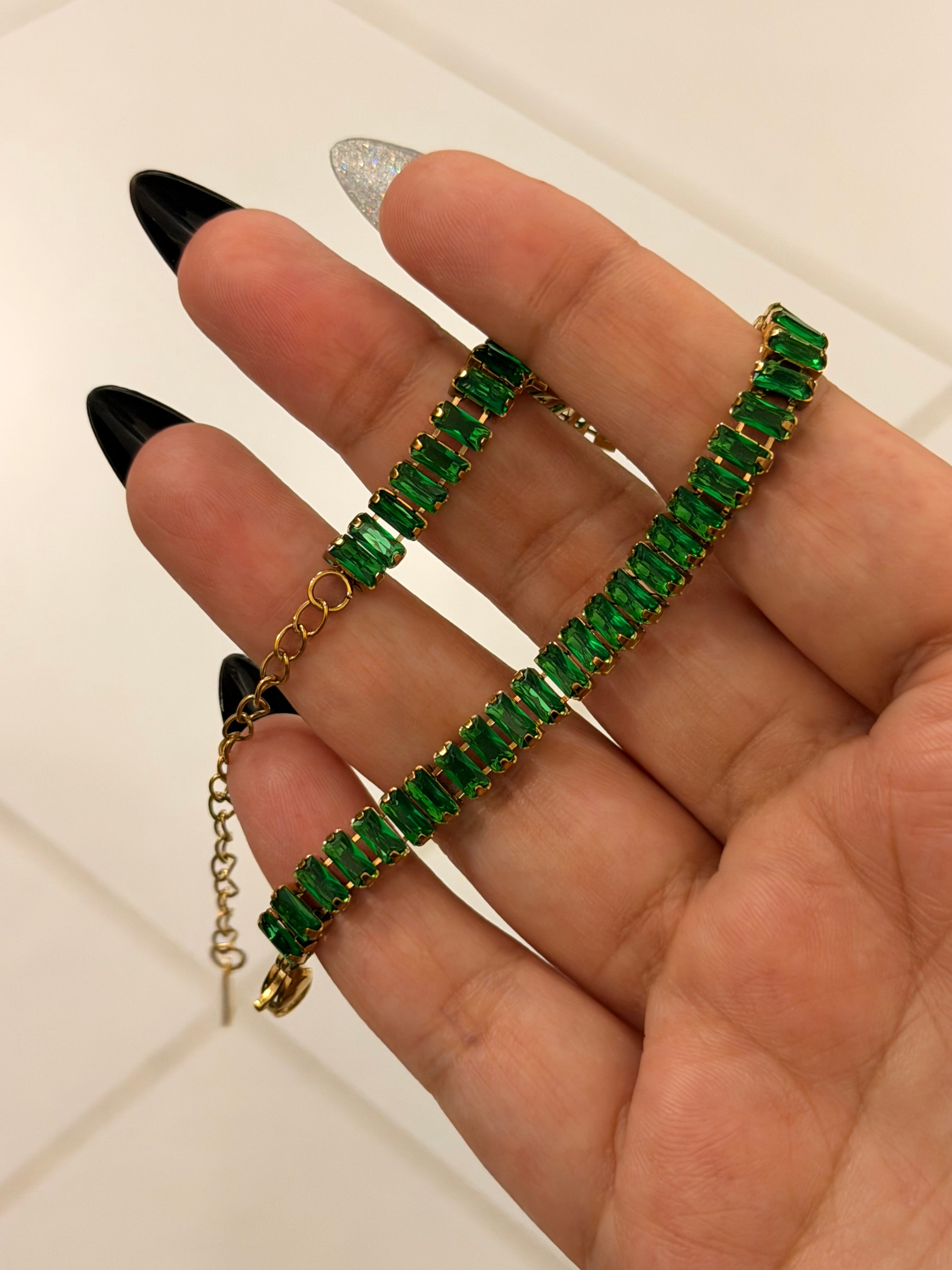 Bold Gold & Emerald Green Crystal Bracelet