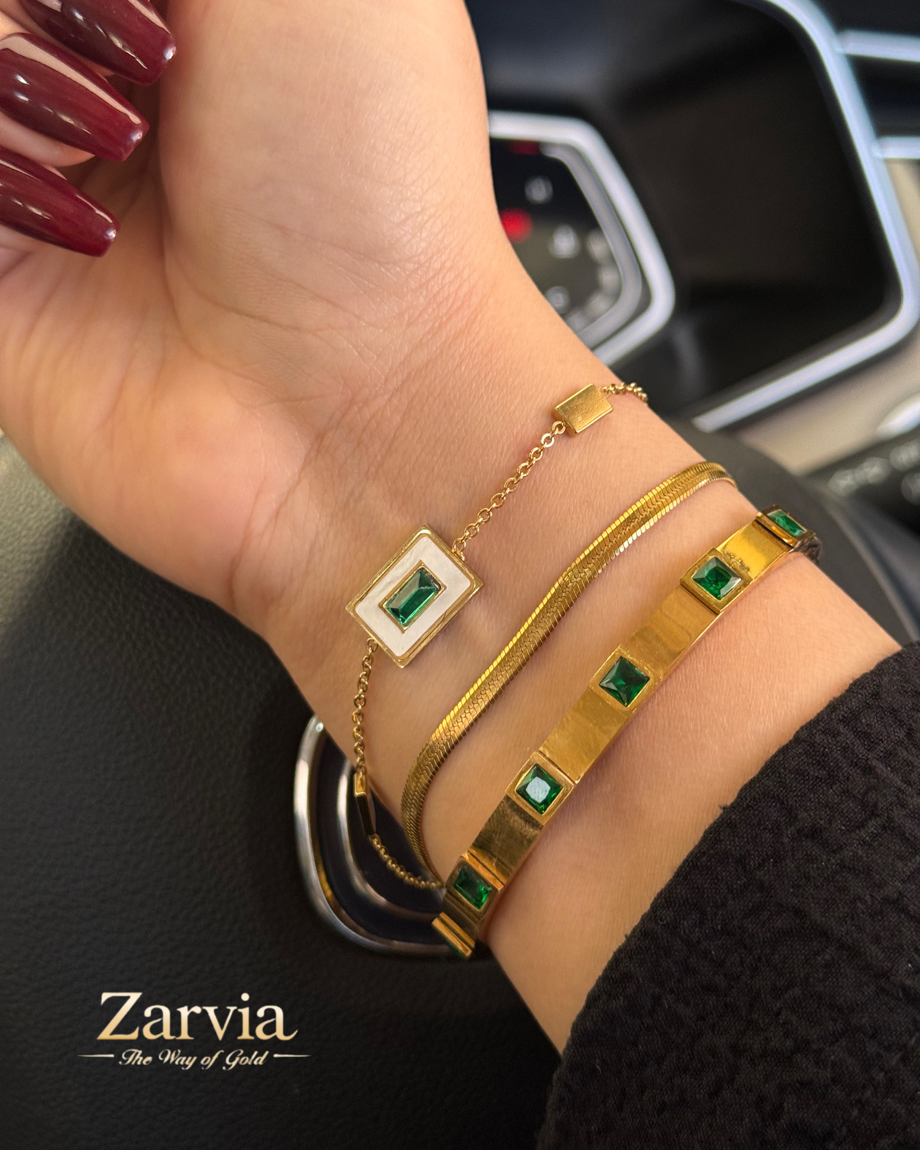 Sleek Snake Chain Bracelet with Layered Bangle Duo