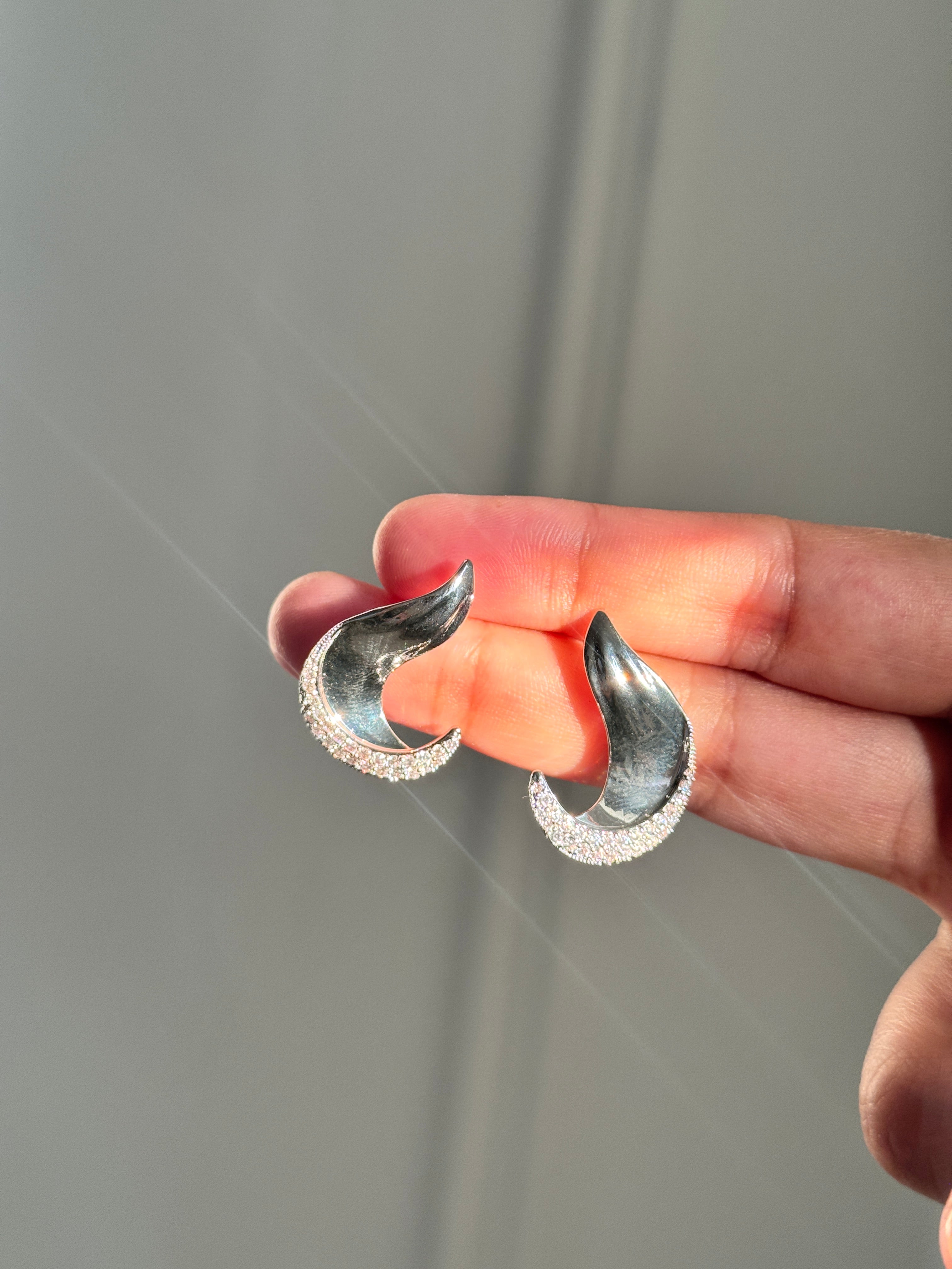 Crystal Wave Stud Earrings