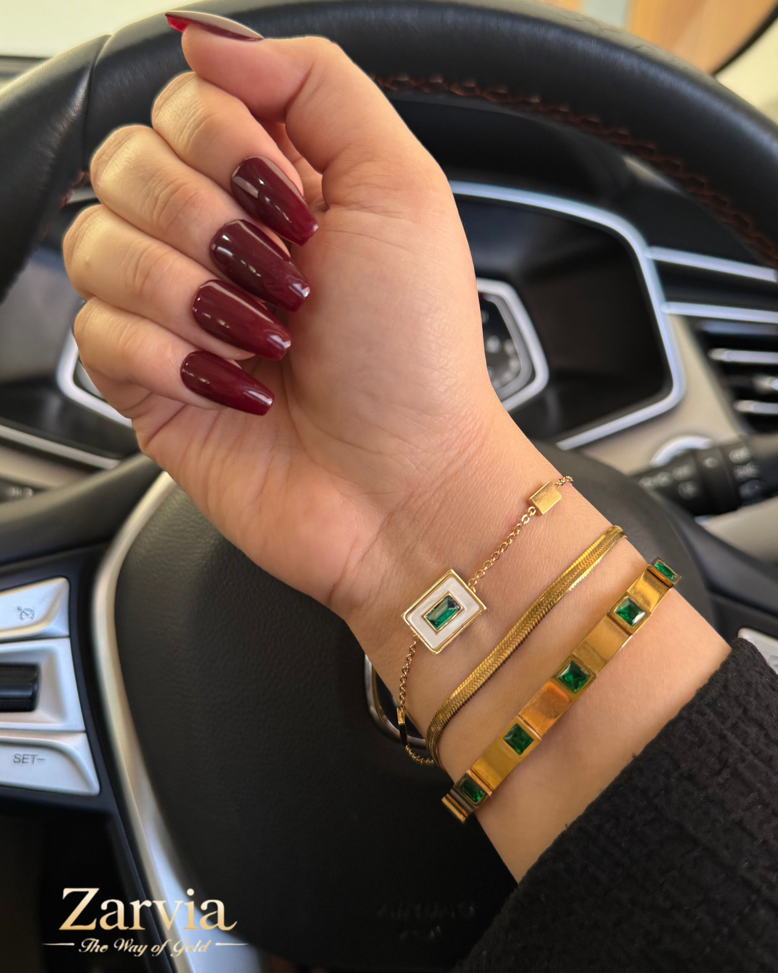 Sleek Snake Chain Bracelet with Layered Bangle Duo