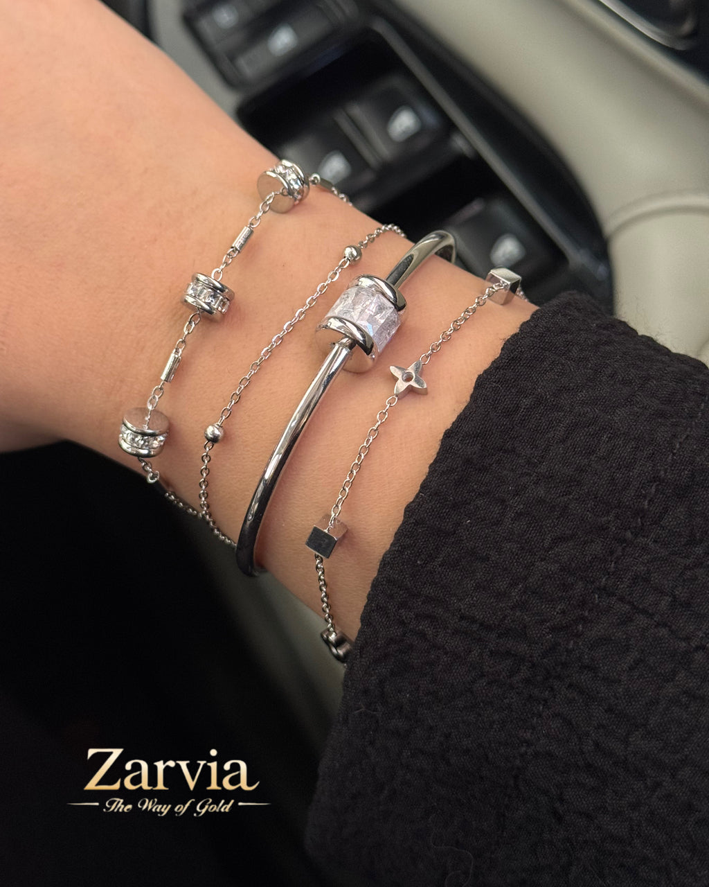 Elegant Silver and Crystal Bracelet Trio