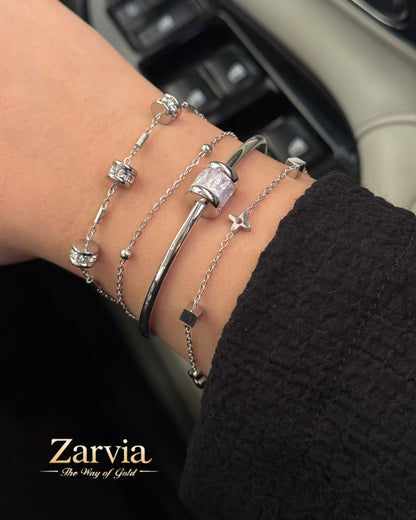 Elegant Silver and Crystal Bracelet Trio