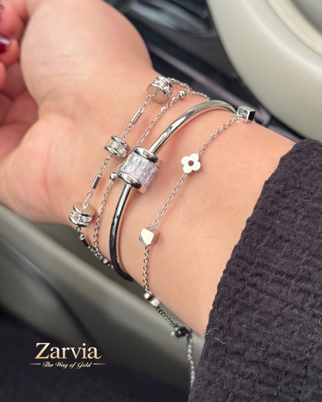 Elegant Silver and Crystal Bracelet Trio