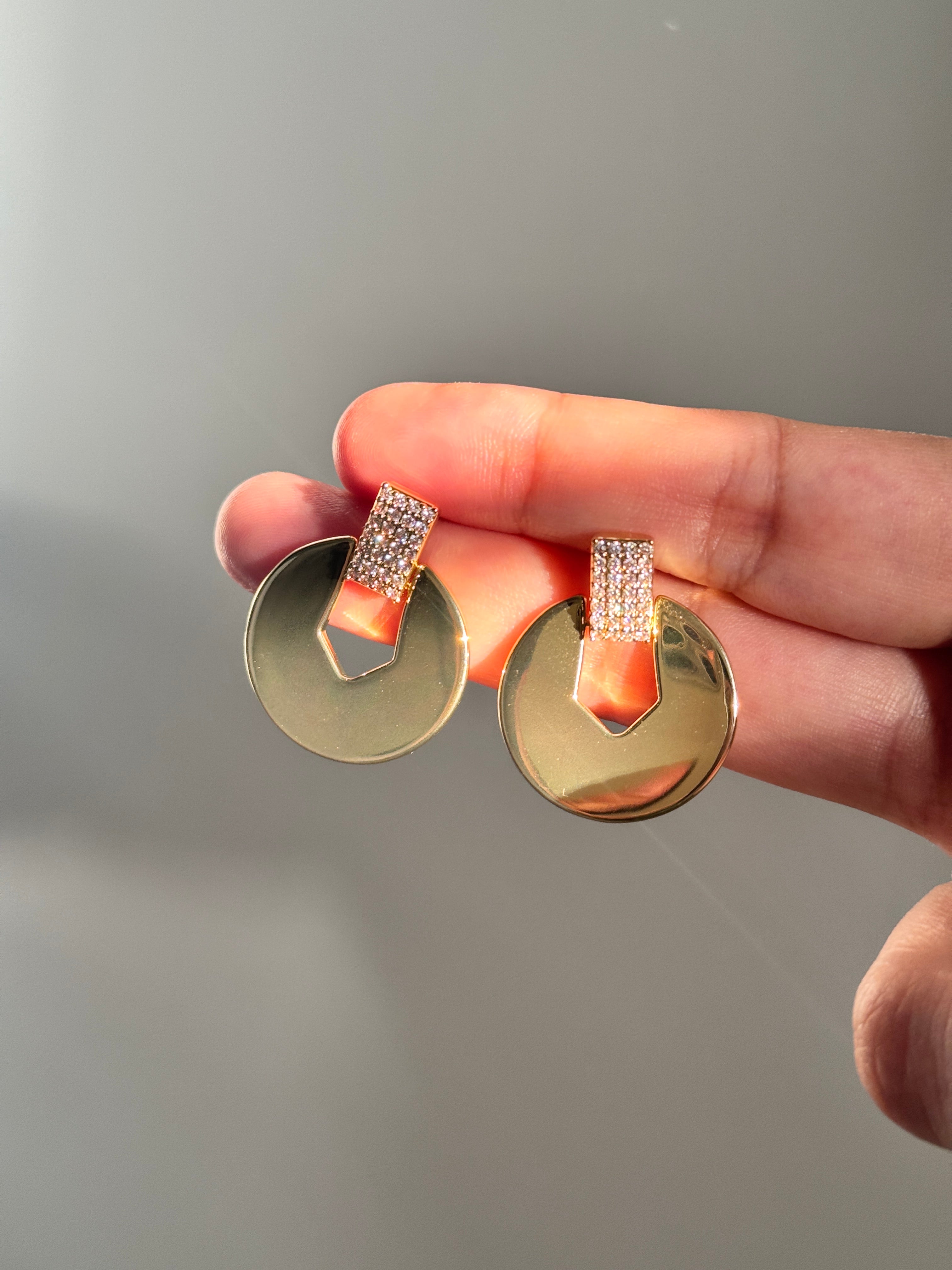 Round Crystal Drop Earrings